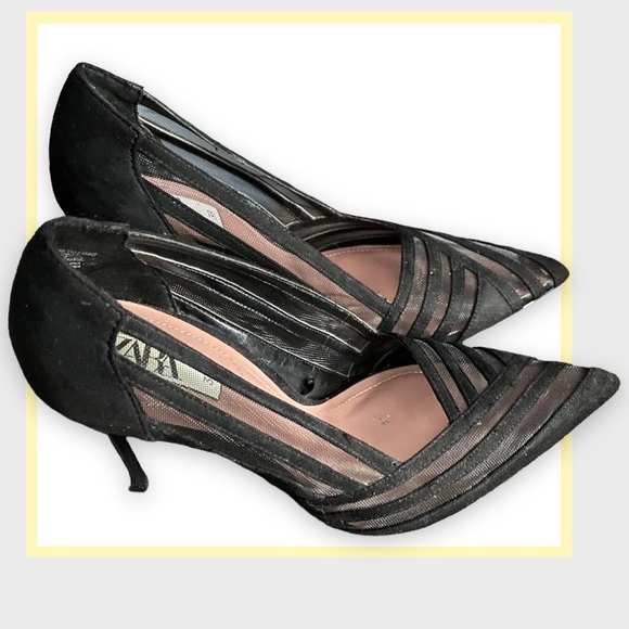 Zara Shoes - Zara Black Size 7.5 Mesh Stiletto Heels Pumps